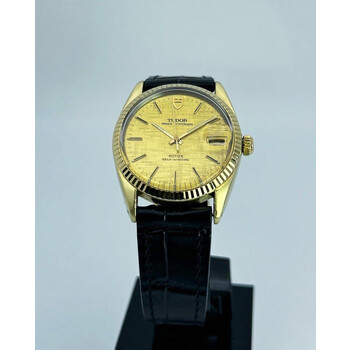 (SOLD!!) 34mm • Gold Plated Rolex Tudor Prince Oysterdate w/ Linen Dial 74000